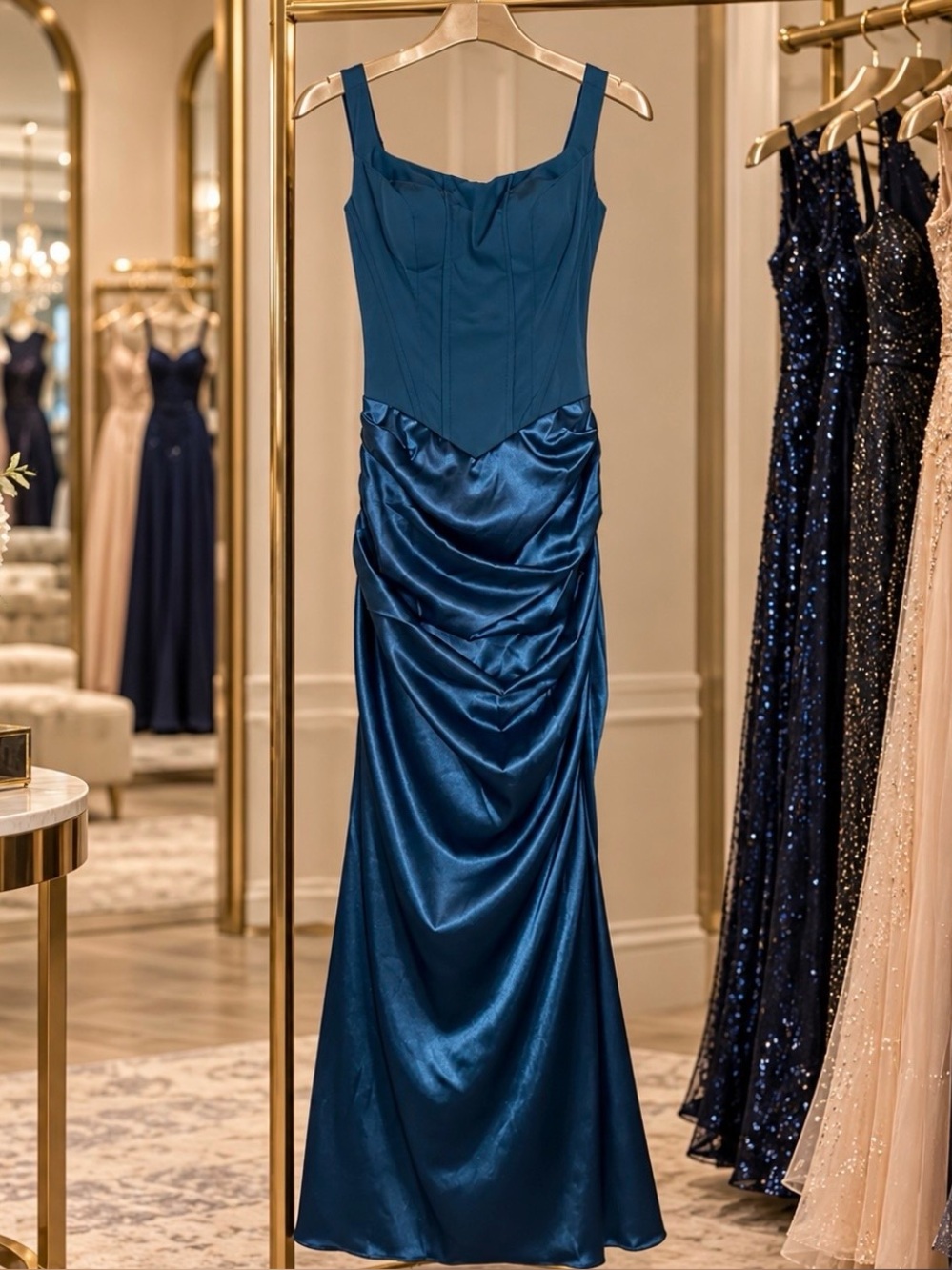 New Formal Digao Blue Ruched Maxi Sleeveless Gown Dress Womens XS 2 - Small 4